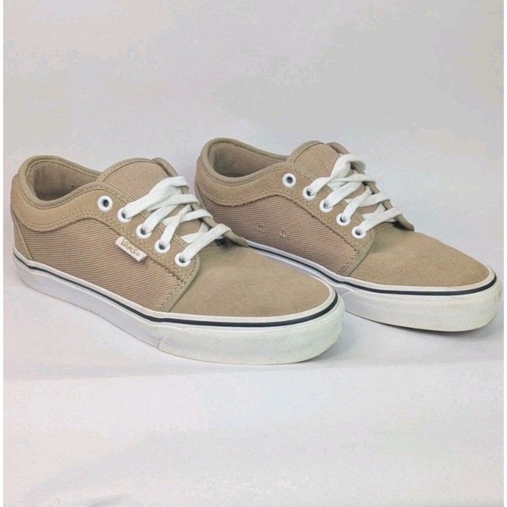 Vans Chukka Skate Shoe Men's Sz 6.5 Tan White Skateboard Sneakers Low Top Cream